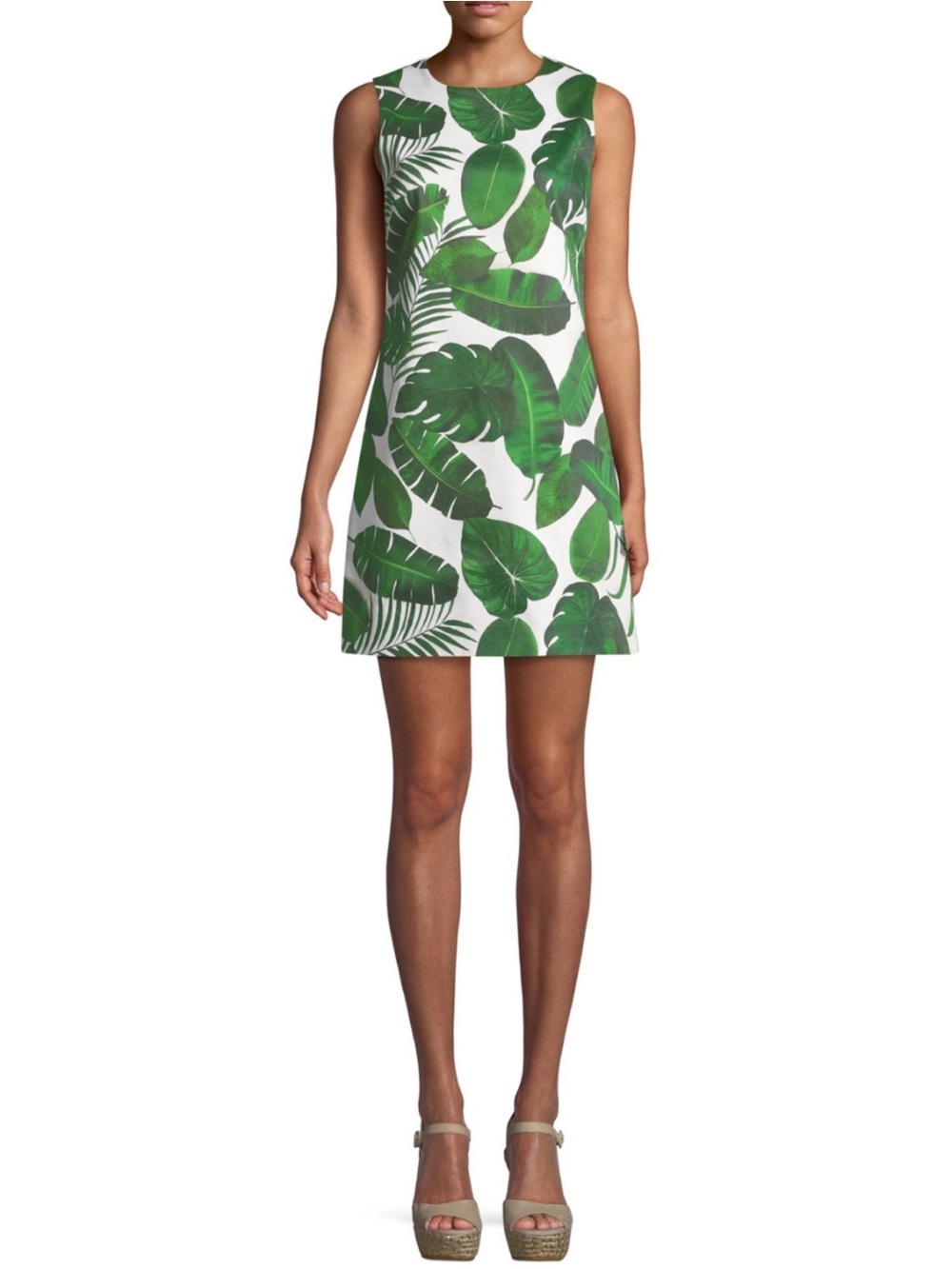 Alice & Olivia Coley Crew Dress in Tropical leaves women’s Sz 4